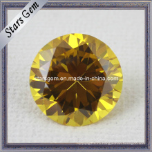 AA Бриллиантовая круглая форма Золотой желтый CZ Gemstone для ювелирных изделий